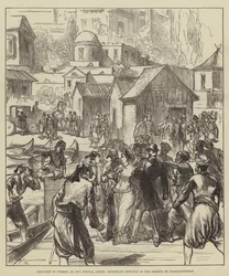 Skizzen in der Türkei, Europäer auf den Straßen von Konstantinopel beleidigt